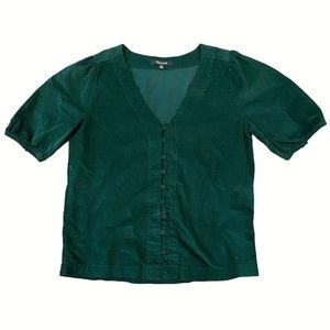 Madewell corduroy puff sleeve button-front top